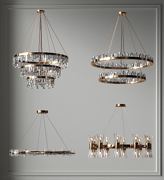 Chandelier Combination Light Luxury Crystal Chandelier Multi-head Metal Ring Chandelier Guest Dining Room Chandelier Hall Bedroom Chandelier Office Chandelier Study Room Tea Room Chandelier 3d model