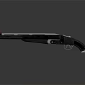 Modern Sci Fi Weapon With Two Barrels Black Body Silver Accents And Red Button 3d model