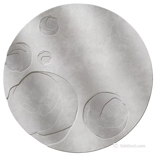 Gray Round Rug With Textured Circular Patterns And Modern Minimalist Design 3d model 