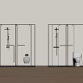 Modern Shower Sauna Room With Glass Partitions White Toilet Washbasin And Wooden Floor