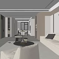 Modern Living Dining Room Interior With Open Concept Sofa Coffee Table And Large Windows 3d model