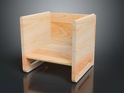 Modern Light Colored Wooden Leisure Chair With Armrest And Natural Wood Grain 3d model