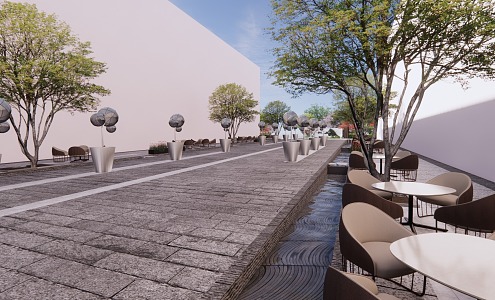 modern commercial street 3d model