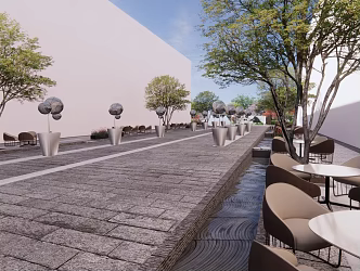 modern commercial street 3d model