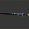 Fantasy Sword with Blue Pink Gradient Blade Black Hilt and Golden Accents