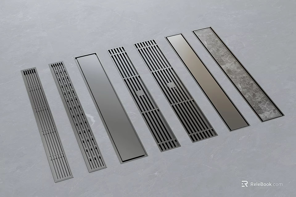 Different Metal Floor Grilles With Grid Patterns And Smooth Surfaces For Decoration 3d model 