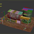 Oil Tank Converted Building Model With Red Roof Stones And Workshop Sign