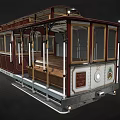Vintage Tram With Classic Design Wooden Interior And Red White Exterior