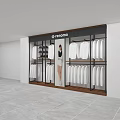 Clothing Hangers In Retail Store Display With White Shirts Pants And Shoes