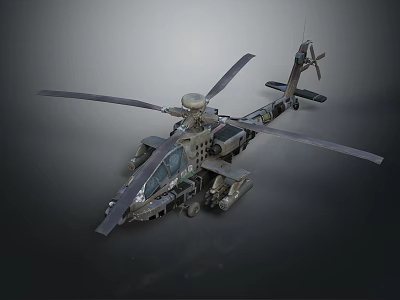 Military Attack Helicopter With Twin Rotors Weapon Mounts Dark Camouflage And Aerodynamic Structure 3d model
