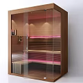 Modern Wooden Shower Sauna with Glass Door LED Lighting and Interior Design