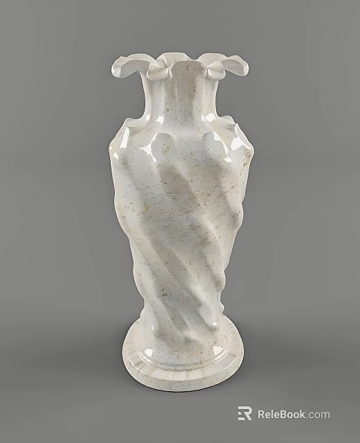 White Ceramic Vase Featuring Spiral Design And Textured Surface For Decoration 3d model