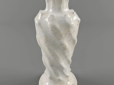 White Ceramic Vase Featuring Spiral Design And Textured Surface For Decoration 3d model