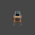 Futuristic Detailed Orange Sci-Fi Mechanical Vehicle with Thrusters Legs and 113UPZ Design