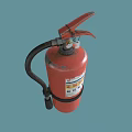 Red Portable Fire Extinguisher With Black Hose And Safety Instruction Labels