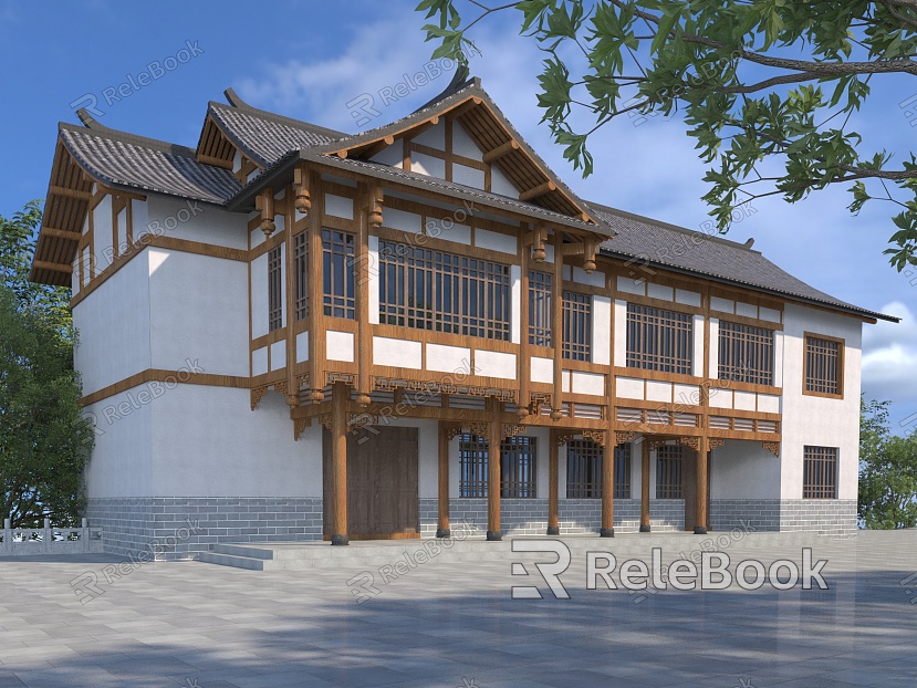 Chinese-style ancient stilting building western Sichuan residence model