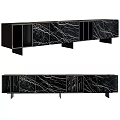 Modern TV Stand With Black Frame Marble Pattern Drawers And Storage Compartments 3d model