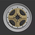 Modern Car Alloy Wheel With Gold Center And Silver Rim Spoke Design