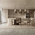 Modern Open Concept Living Dining Area With Pendant Lights And City View