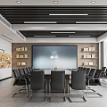 Modern Conference Room Interior Design With Large Conference Table Black Chairs And Wooden Walls