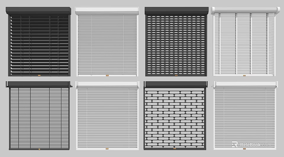 Various Window Blinds Designs With Different Colors Textures For Home Interior 3d model 