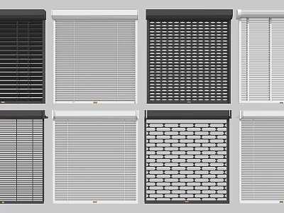 Various Window Blinds Designs With Different Colors Textures For Home Interior 3d model