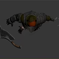 Orc Warrior 3D Model With Red Headscarf Armor And Weapons