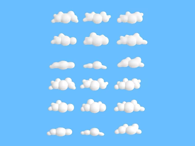 White clouds clouds clouds cartoon clouds 3d model White clouds clouds clouds cartoon clouds 3d model