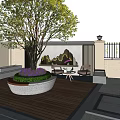 Modern tree pool courtyard background tree pool 3d model