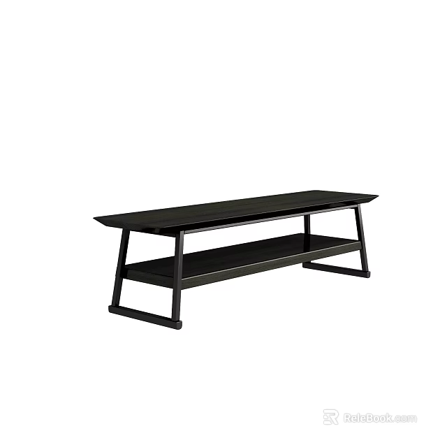 Modern Black Coffee Table with Sleek Two Tier Structure and Open Lower Shelf 3d model