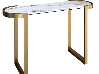 Modern Console Table With White Marble Top And Golden Metal Frame 3d model