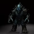 Game Movie Character Fierce Blue Monster With Horns Claws And Muscular Build