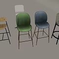 Modern Bar Stools With Various Colored Seats And Metal Frames Different Designs 3d model