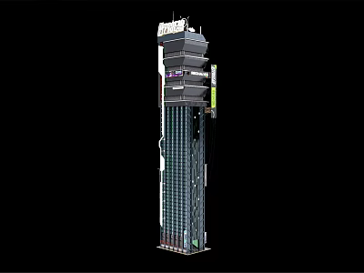 Future Architecture Design With Tall Vertical Structure And Glass Facade Elements 3d model