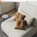Modern Soft Brown And Beige Decorative Pillows On Light Sofa In Living Room