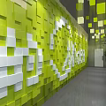 Modern Open Lounge Interior With Glass Partition Staircase Large Windows And Colorful Seating