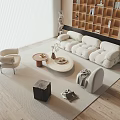 Quiet sofa tea table combination 3d model