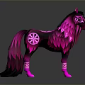 Pink And Black Horse With Feathered Wings And Geometric Patterns 3D Model Design