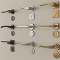 Various Door Handles In Black Silver And Gold Designs Displayed On Wall