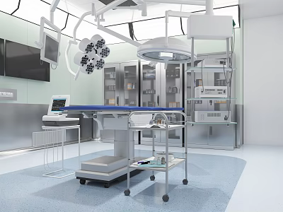 Hospital Outpatient Operating Room With Operating Table And Medical Devices 3d model