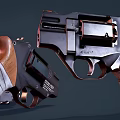 Modern Revolver Weapons With Wooden Grips Black Metal Components And Detailed Design