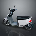 Modern Electric Scooter With White Gray Body Black Seat Red Taillight And Mirrors