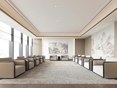 New Chinese Style Meeting Room Reception Room Meeting Room VIP Room Meeting Hall 3d model