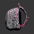 Fashionable Kids Backpack With Leopard Print Circular Transparent Window Pink Straps And Pom Pom Accessory
