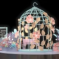 Decorative Garden Pavilion With Metal Frame And Colorful Floral Arrangements