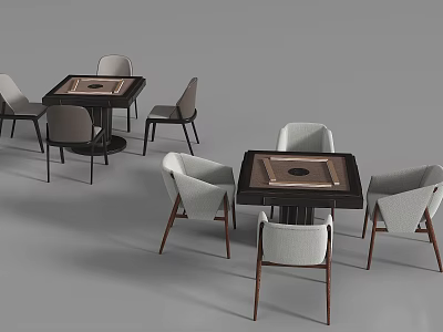 Modern Board Game Entertainment Setup With Square Tables And Comfortable Chairs 3d model