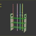 Laboratory Storage Rack With Multi layer Shelves And Colored Test Tube Holders 3d model