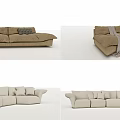 Modern Light Colored Sofa Set Design With Cushioned Seats And Decorative Throw Blankets 3d model