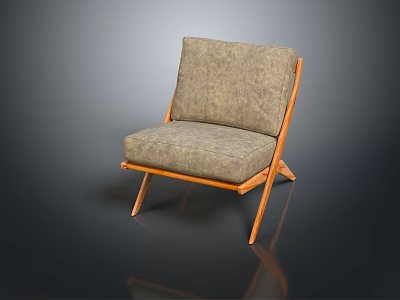Modern Single Sofa With Wooden Frame Light Gray Cushion And Simple Design 3d model