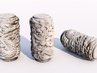 Chinese style column landscape column dragon pattern stone column stone pier 3d model